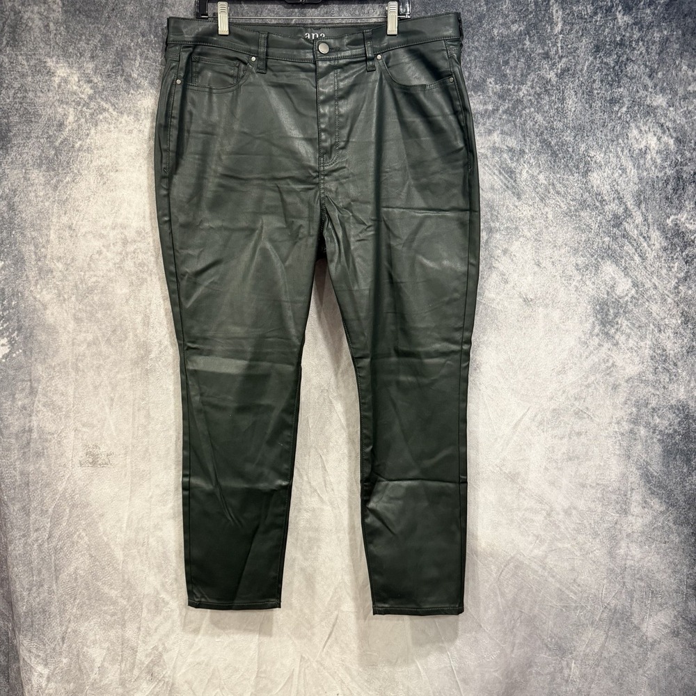 A.N.A. Faux Leather Pants Womens 18 Black High Rise Skinny Coated Tencel Pants